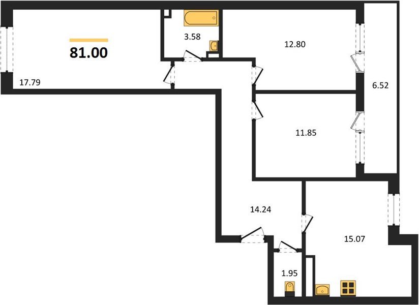 Фото №1: 3-комнатная квартира 81 м² - Краснодар, Прикубанский внутригородской округ, мкр. жилой комплекс Архитектор
