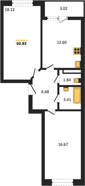 Фото №1: 2-комнатная квартира 60 м² - Краснодар, Прикубанский внутригородской округ, мкр. жилой комплекс Архитектор