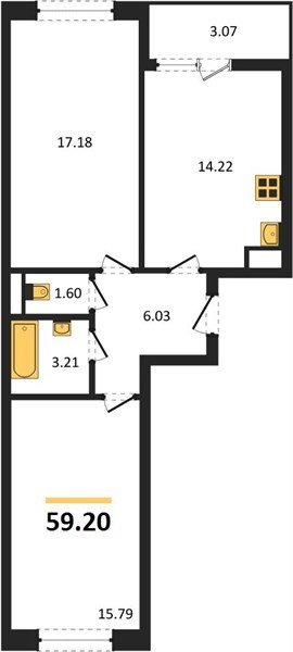 Фото №1: 2-комнатная квартира 59 м² - Краснодар, Прикубанский внутригородской округ, мкр. жилой комплекс Архитектор