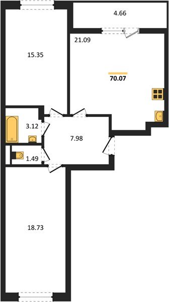 Фото №1: 2-комнатная квартира 69 м² - Краснодар, Прикубанский внутригородской округ, мкр. жилой комплекс Архитектор