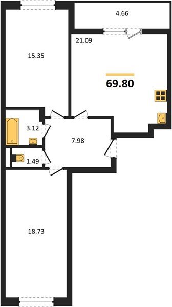 Фото №1: 2-комнатная квартира 69 м² - Краснодар, Прикубанский внутригородской округ, мкр. жилой комплекс Архитектор