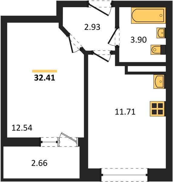 Фото №1: 1-комнатная квартира 32 м² - Краснодар, Прикубанский внутригородской округ, мкр. жилой комплекс Архитектор