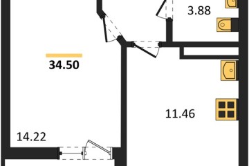 Фото №1: 1-комнатная квартира 34 м² - Краснодар, мкр. жилой комплекс Архитектор, 