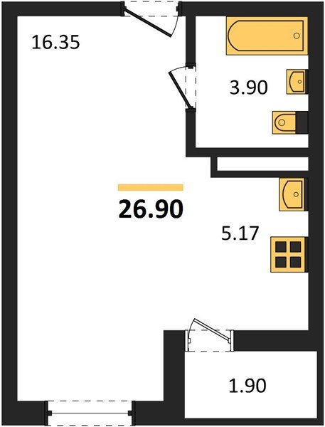 Фото №1: Студия 26 м² - Краснодар, Прикубанский внутригородской округ, мкр. жилой комплекс Архитектор