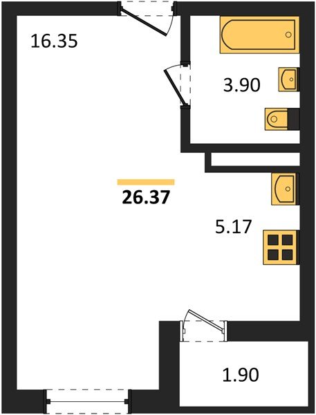 Фото №1: Студия 26 м² - Краснодар, Прикубанский внутригородской округ, мкр. жилой комплекс Архитектор