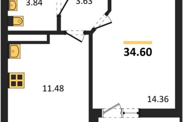 Фото №1: 1-комнатная квартира 34 м² - Краснодар, мкр. жилой комплекс Архитектор, 
