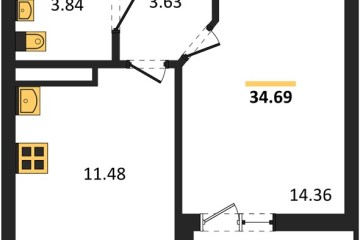 Фото №1: 1-комнатная квартира 34 м² - Краснодар, мкр. жилой комплекс Архитектор, 