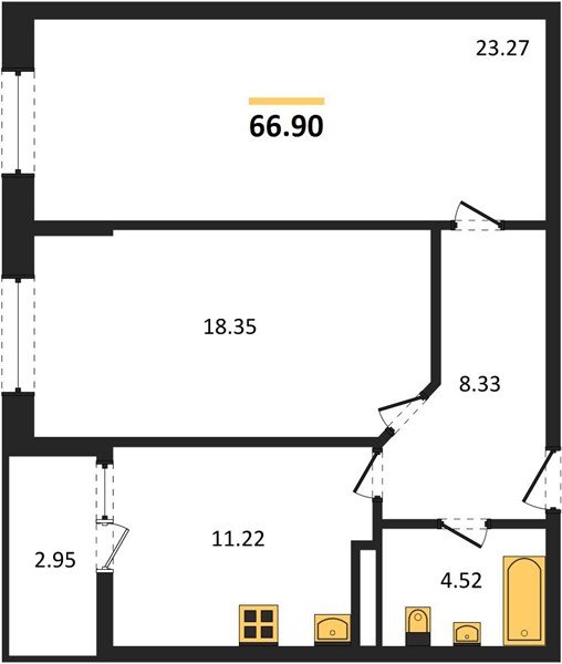 Фото №1: 2-комнатная квартира 66 м² - Краснодар, Прикубанский внутригородской округ, мкр. жилой комплекс Архитектор