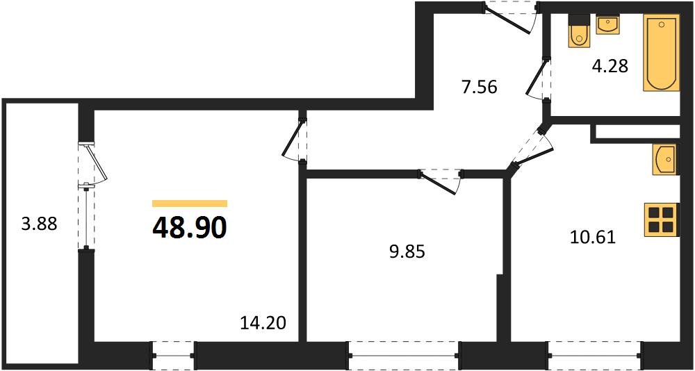 Фото №1: 2-комнатная квартира 48 м² - Краснодар, Прикубанский внутригородской округ, мкр. жилой комплекс Архитектор