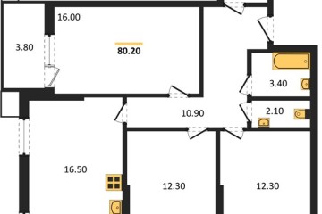 Фото №1: 3-комнатная квартира 80 м² - Краснодар, мкр. Парк Победы, 