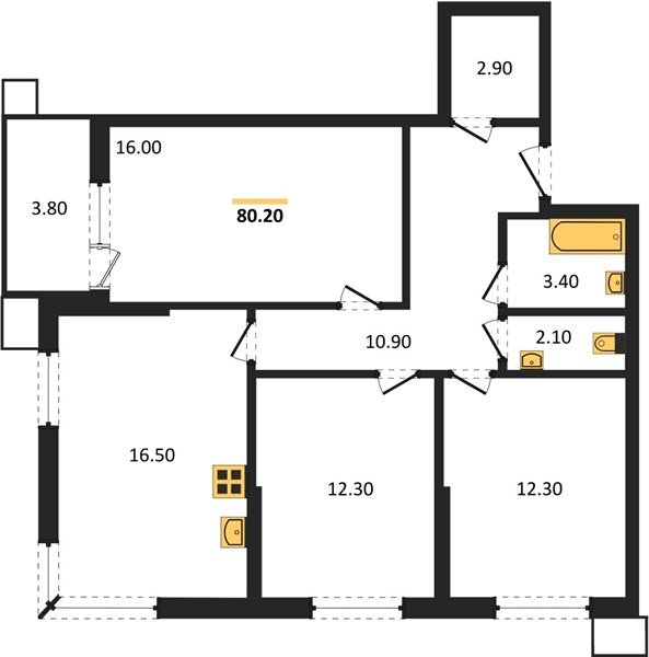 Фото №1: 3-комнатная квартира 80 м² - Краснодар, Прикубанский внутригородской округ, мкр. Парк Победы