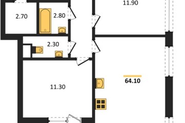 Фото №1: 2-комнатная квартира 64 м² - Краснодар, мкр. Парк Победы, 