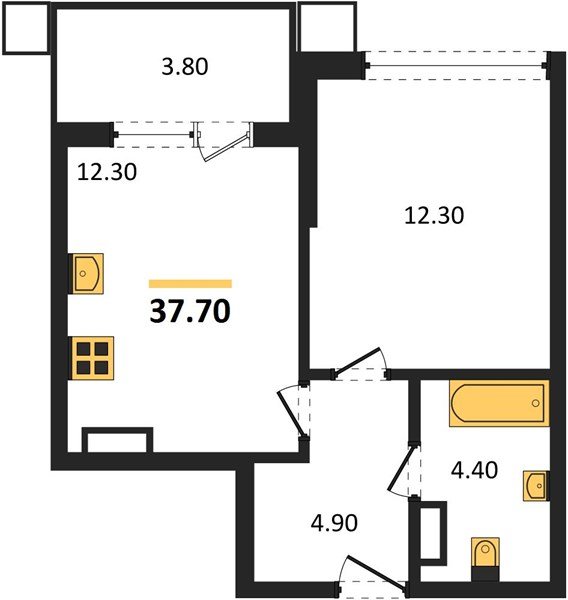 Фото №1: 1-комнатная квартира 37 м² - Краснодар, Прикубанский внутригородской округ, мкр. Парк Победы