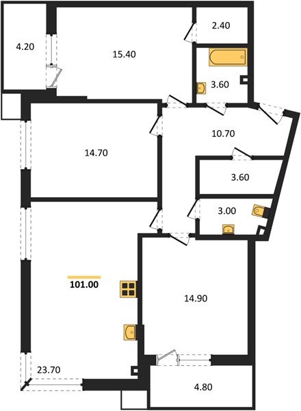 Фото №1: 3-комнатная квартира 101 м² - Краснодар, Прикубанский внутригородской округ, мкр. Парк Победы
