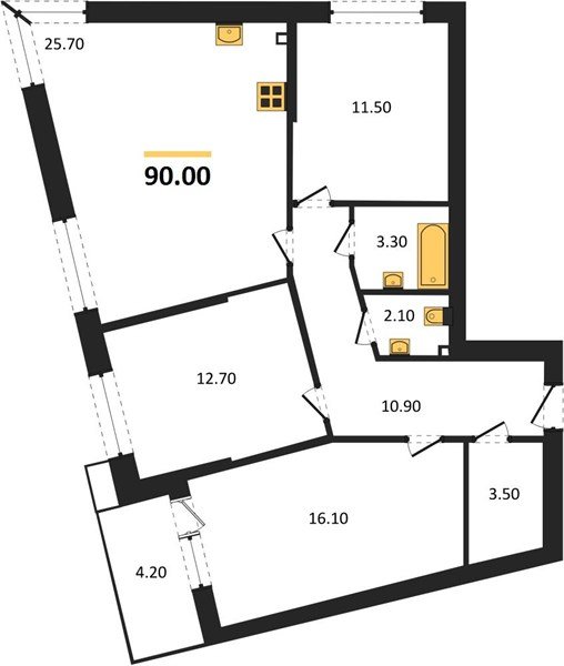 Фото №1: 3-комнатная квартира 90 м² - Краснодар, Прикубанский внутригородской округ, мкр. Парк Победы