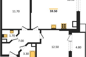 Фото №1: 2-комнатная квартира 59 м² - Краснодар, мкр. Парк Победы, 