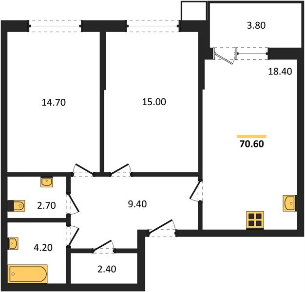 Фото №1: 2-комнатная квартира 70 м² - Краснодар, Прикубанский внутригородской округ, мкр. Парк Победы