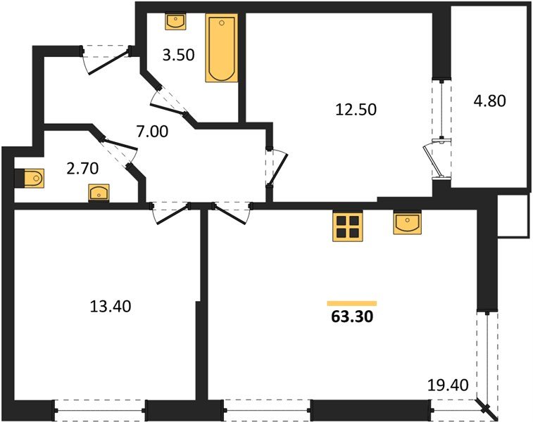 Фото №1: 2-комнатная квартира 63 м² - Краснодар, Прикубанский внутригородской округ, мкр. Парк Победы