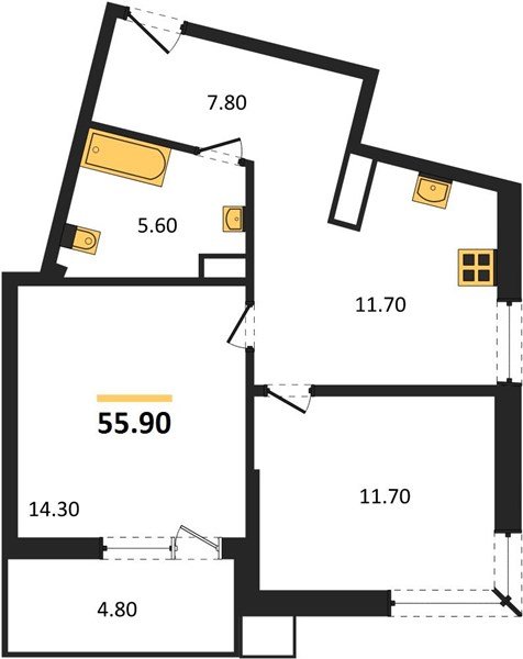 Фото №1: 2-комнатная квартира 55 м² - Краснодар, Прикубанский внутригородской округ, мкр. Парк Победы