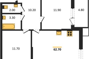 Фото №1: 2-комнатная квартира 62 м² - Краснодар, мкр. Парк Победы, 