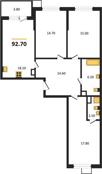Фото №1: 3-комнатная квартира 92 м² - Краснодар, Прикубанский внутригородской округ, мкр. Парк Победы