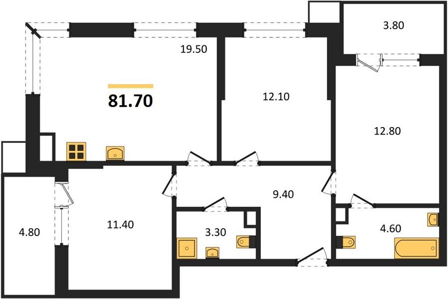Фото №1: 3-комнатная квартира 81 м² - Краснодар, Прикубанский внутригородской округ, мкр. Парк Победы