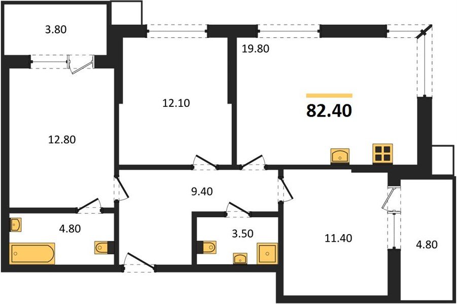 Фото №1: 3-комнатная квартира 82 м² - Краснодар, Прикубанский внутригородской округ, мкр. Парк Победы
