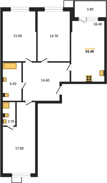 Фото №1: 3-комнатная квартира 93 м² - Краснодар, Прикубанский внутригородской округ, мкр. Парк Победы