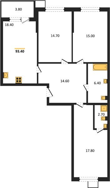 Фото №1: 3-комнатная квартира 93 м² - Краснодар, Прикубанский внутригородской округ, мкр. Парк Победы