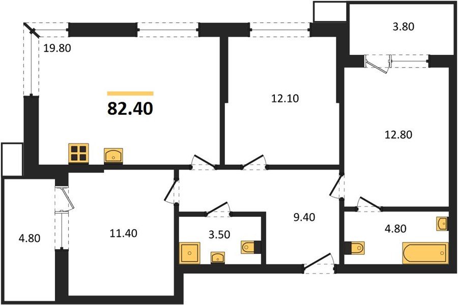 Фото №1: 3-комнатная квартира 82 м² - Краснодар, Прикубанский внутригородской округ, мкр. Парк Победы