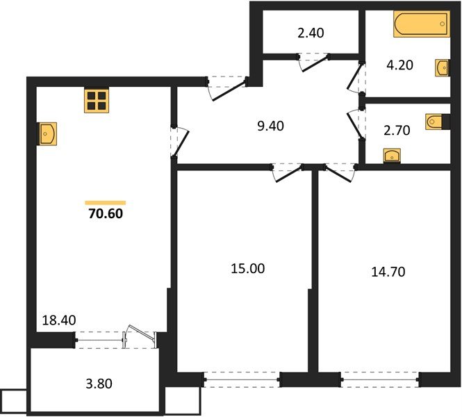 Фото №1: 2-комнатная квартира 70 м² - Краснодар, Прикубанский внутригородской округ, мкр. Парк Победы