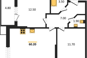 Фото №1: 2-комнатная квартира 60 м² - Краснодар, мкр. Парк Победы, 
