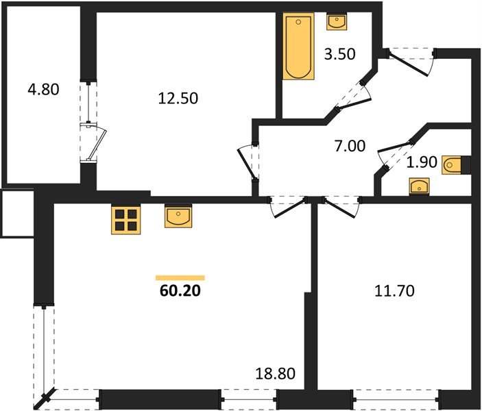 Фото №1: 2-комнатная квартира 60 м² - Краснодар, Прикубанский внутригородской округ, мкр. Парк Победы
