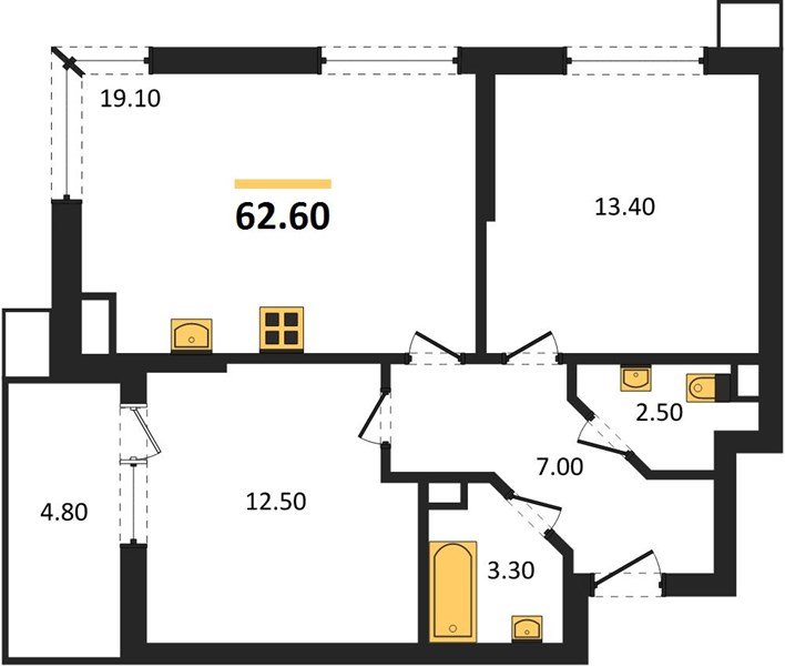 Фото №1: 2-комнатная квартира 62 м² - Краснодар, Прикубанский внутригородской округ, мкр. Парк Победы