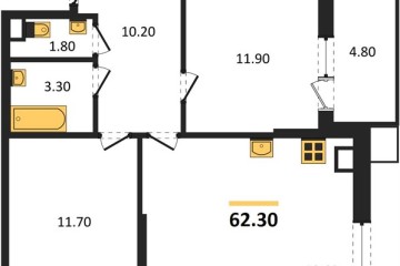 Фото №1: 2-комнатная квартира 62 м² - Краснодар, мкр. Парк Победы, 