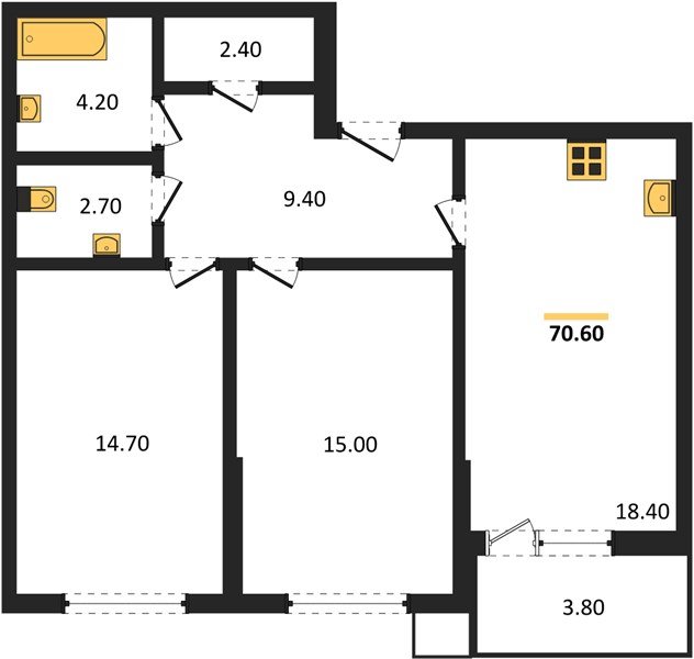 Фото №1: 2-комнатная квартира 70 м² - Краснодар, Парк Победы, мкр. Прикубанский внутригородской округ