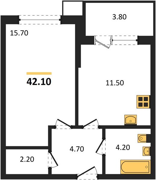 Фото №1: 1-комнатная квартира 42 м² - Краснодар, Парк Победы, мкр. Прикубанский внутригородской округ