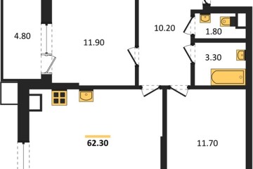Фото №1: 2-комнатная квартира 62 м² - Краснодар, мкр. Парк Победы, 