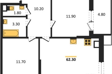 Фото №1: 2-комнатная квартира 62 м² - Краснодар, мкр. Парк Победы, 