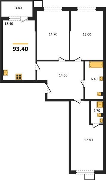 Фото №1: 3-комнатная квартира 93 м² - Краснодар, Прикубанский внутригородской округ, мкр. Парк Победы