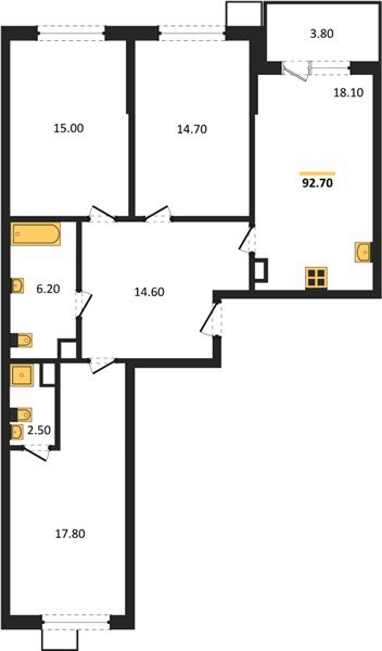 Фото №1: 3-комнатная квартира 93 м² - Краснодар, Прикубанский внутригородской округ, мкр. Парк Победы