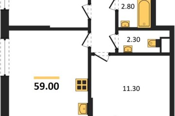 Фото №1: 2-комнатная квартира 59 м² - Краснодар, мкр. Парк Победы, 