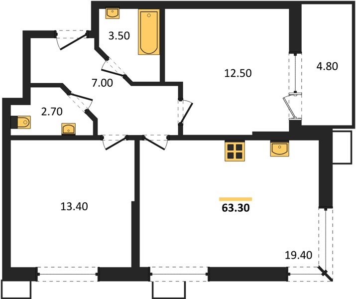 Фото №1: 2-комнатная квартира 63 м² - Краснодар, Прикубанский внутригородской округ, мкр. Парк Победы