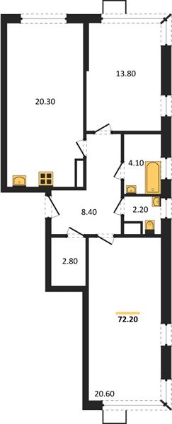 Фото №1: 2-комнатная квартира 72 м² - Краснодар, Прикубанский внутригородской округ, мкр. Парк Победы