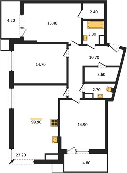 Фото №1: 3-комнатная квартира 99 м² - Краснодар, Прикубанский внутригородской округ, мкр. Парк Победы