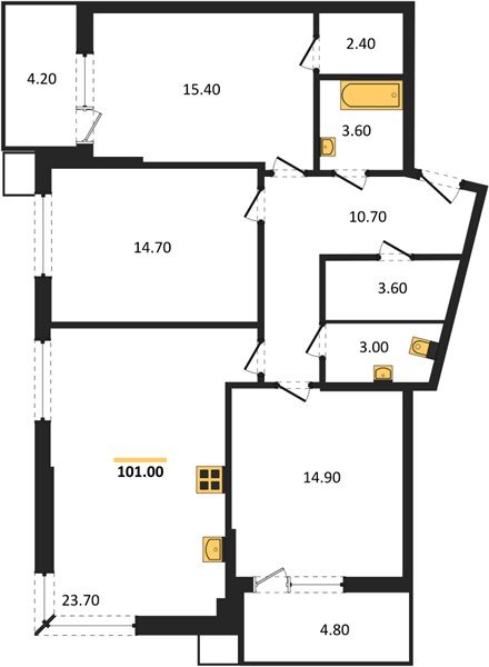 Фото №1: 3-комнатная квартира 101 м² - Краснодар, Прикубанский внутригородской округ, мкр. Парк Победы