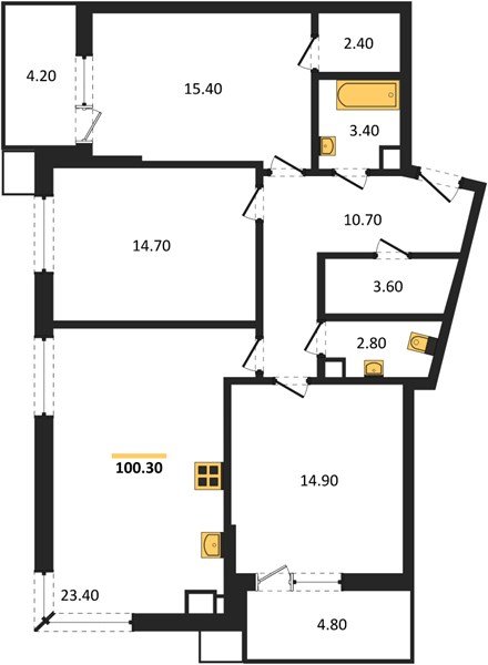 Фото №1: 3-комнатная квартира 100 м² - Краснодар, Прикубанский внутригородской округ, мкр. Парк Победы