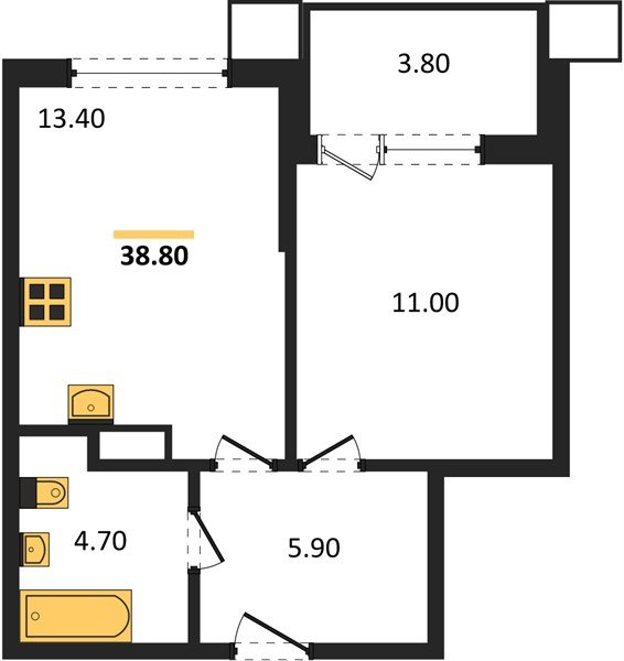 Фото №1: 1-комнатная квартира 38 м² - Краснодар, Прикубанский внутригородской округ, мкр. Парк Победы