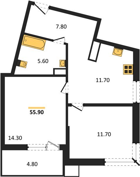 Фото №1: 2-комнатная квартира 55 м² - Краснодар, Прикубанский внутригородской округ, мкр. Парк Победы