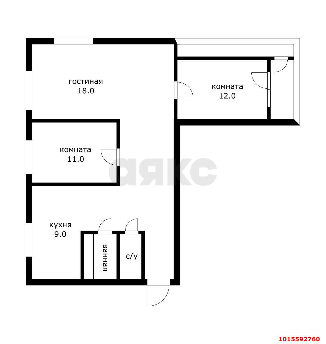 Фото №9: 3-комнатная квартира 58 м² - Краснодар, Прикубанский внутригородской округ, мкр. Завод Измерительных Приборов, ул. Московская, 66